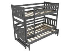 eoshop Poschodová posteľ s výsuvnou prístelkou PPV 019 (Rozmer: 80 x 200 cm, Priestor medzi lôžkami: 80 cm, Farba dreva: farba sivá)