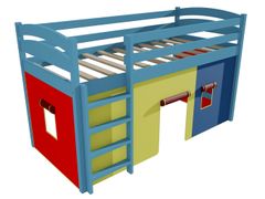 eoshop Poschodová zvýšená posteľ ZP 001 (Rozmer: 80 x 200 cm, Farba dreva: farba modrá)