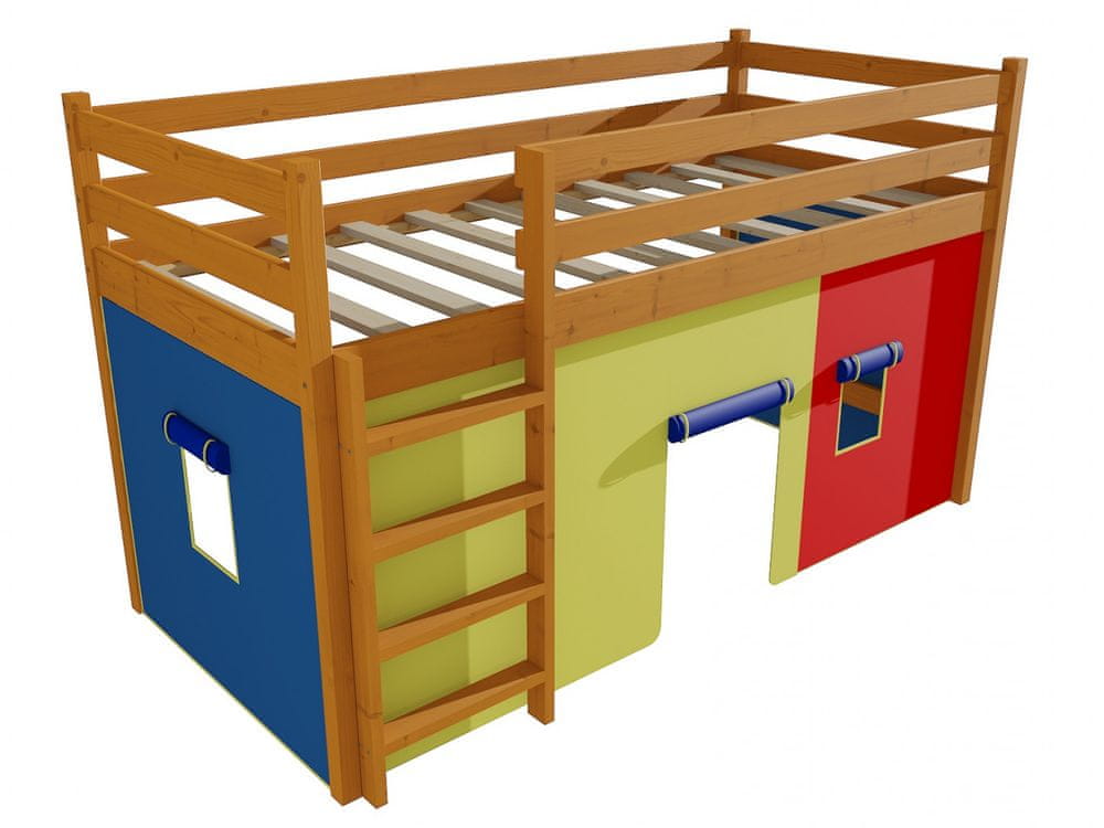 eoshop Poschodová zvýšená posteľ ZP 002 (Rozmer: 90 x 200 cm, Farba dreva: morenie jelša)