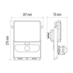 EMOS LED reflektor ILIO s pohybovým čidlom ZS2920, 21 W, čierny, neutrálna biela 1531252920