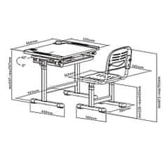 Ergo Office ER-418 Ergonomický detský písací stôl so stoličkou šedo-biela 70224