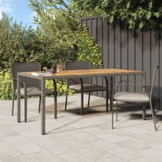 Petromila vidaXL Záhradný stôl 190x90x75 cm polyratan a akáciové drevo sivý