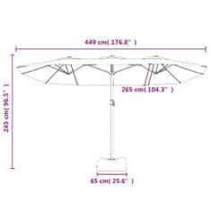 Vidaxl Slnečník s dvojitou strieškou a LED antracitový 449x245 cm