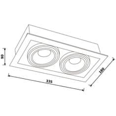 LUMILED Zapustené štvorcové halogénové svietidlo 2x GU10 ES111 biele CANIS
