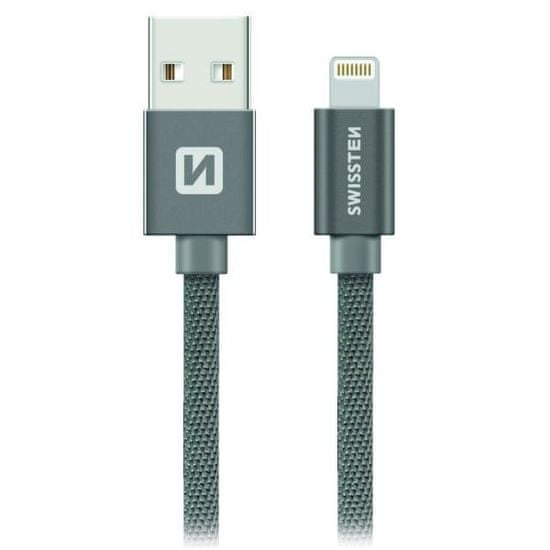 SWISSTEN Swissten Datový Kabel Textile Usb / Lightning 0,2 M Šedý