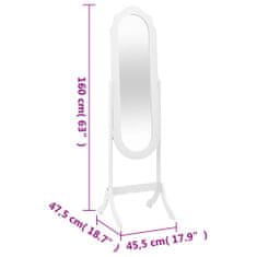 Petromila vidaXL Voľne stojace zrkadlo biele 45,5x47,5x160 cm kompozitné drevo