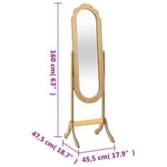 Vidaxl Voľne stojace zrkadlo 45,5x47,5x160 cm kompozitné drevo