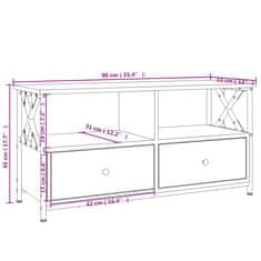 Vidaxl TV skrinka sivá sonoma 90x33x45 cm kompozitné drevo a železo