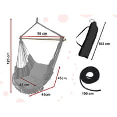 Solex Kreslo závesné HAMMOCK čierne 90x120cm SW24BK