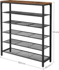 Songmics Regál na topánky Vasagle Lorado 100 cm hnedý