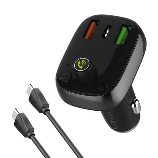 LDNIO Vysielač FM LDNIO Bluetooth C704Q 2USB, USB-C + kábel USB-C - USB-C