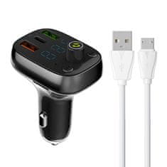 LDNIO Vysielač FM LDNIO Bluetooth C704Q 2USB, USB-C + kábel MicroUSB