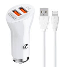 LDNIO LDNIO C511Q 2USB nabíjačka do auta + Lightning kábel