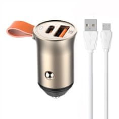 LDNIO LDNIO C509Q USB, USB-C 30W nabíjačka do auta + MicroUSB kábel