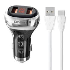 LDNIO LDNIO C2 2USB nabíjačka do auta + kábel USB-C