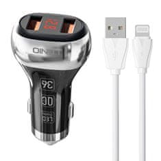 LDNIO LDNIO C2 2USB nabíjačka do auta + Lightning kábel