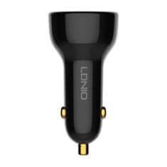 LDNIO Nabíjačka do auta LDNIO C101, USB + USB-C, 100 W + kábel USB-C na Lightning (čierna)