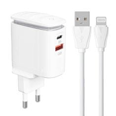 LDNIO Sieťová nabíjačka USB LDNIO A2423C, kábel USB-C + Lightning