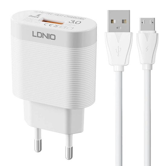 LDNIO LDNIO A303Q USB 18W sieťová nabíjačka + MicroUSB kábel