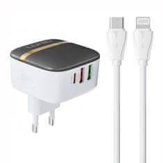 LDNIO LDNIO A3513Q 2USB, USB-C 32W sieťová nabíjačka + USB-C - Lightning kábel