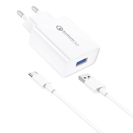 Foneng Sieťová nabíjačka Foneng EU13 + kábel USB na USB-C, 3A (biela)