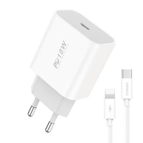 Foneng Sieťová nabíjačka Foneng EU23, 18 W, 1x kábel USB + Type-C na Lightning