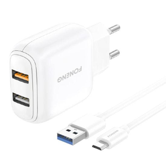 Foneng Sieťová nabíjačka Foneng EU36, 2x USB QC3.0 + USB Micro kábel