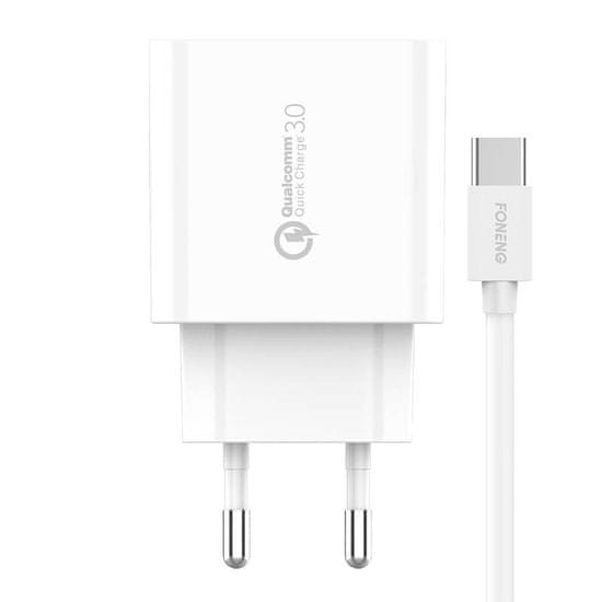 Foneng Sieťová nabíjačka Foneng EU46, 1xUSB, QC 3.0 + kábel USB typu C