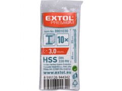 Extol Premium Vrták do kovu HSS, bal 10ks, O 3,0mm