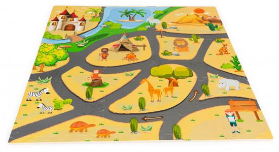 EcoToys Penová podložka Puzzle safari 93x93 cm farebná