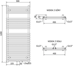 Mexen Sol vykurovacie teleso 1200 x 500 mm, 569 W, antracitová, W125-1200-500-00-66