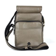 VegaLM Kožená crossbody taška z hrúbkovanej kože v khaki farbe