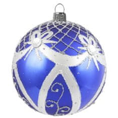 Decor By Glassor Vianočná banka modrá strieborný dekor (Veľkosť: 10)