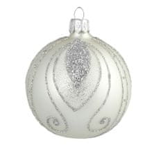 Decor By Glassor Vianočná banka strieborná s dekorom (Veľkosť: 10)