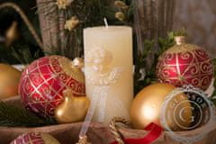 Decor By Glassor Vianočná banka červená so zlatým dekorom (Veľkosť: 10)