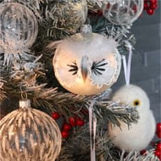 Decor By Glassor Vianočná ozdoba biela sovička s pierkami