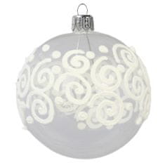 Decor By Glassor Vianočná guľa priehľadná biely dekor (Veľkosť: 8)