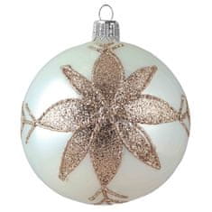 Decor By Glassor Vianočná guľa perleťová s kvetinou