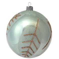 Decor By Glassor Vianočná guľa perleťová, lístky