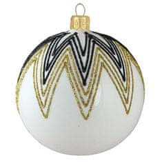Decor By Glassor Vianočná banka bielo-čierno-zlatý dekor (Veľkosť: 10)