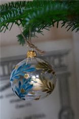 Decor By Glassor Sklenená vianočná guľa s vetvičkou (Veľkosť: 6)