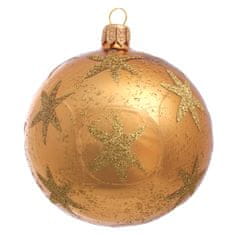 Decor By Glassor Sklenená vianočná banka oranžová hviezdy (Veľkosť: 8)