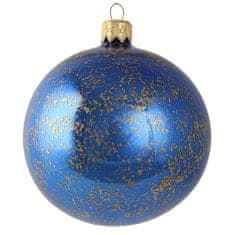 Decor By Glassor Vianočná banka modrá zlatý dekor (Veľkosť: 10)