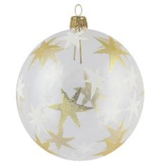 Decor By Glassor Sklenená vianočná guľa číra hviezdy (Veľkosť: 8)
