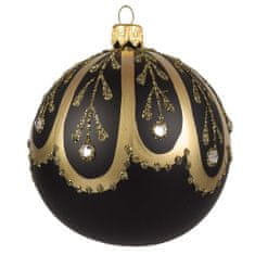 Decor By Glassor Elegantná čierna banka so zlatým dekorom