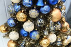 Decor By Glassor Vianočná guľa modrá, zlatý dekor