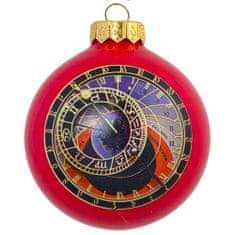 Decor By Glassor Vianočná banka červená s motívom Orloja