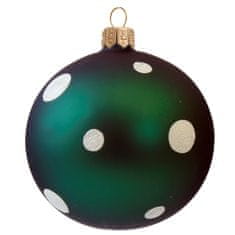Decor By Glassor Vianočná sklenená guľa zelená bodka (Veľkosť: 8)