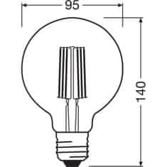 LEDVANCE LED žiarovka E27 G95 4W = 60W 840lm 3000K Teplá biela 320° Filament