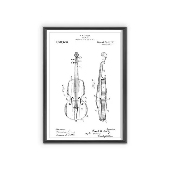 Vintage Posteria Poster na stenu Patent na husle Ashley A1 - 59,4x84,1 cm